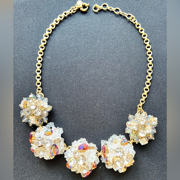 Extremely Rare! J. Crew Crystal and Aurora Borealis Cluster Necklace - Picture 4 of 9